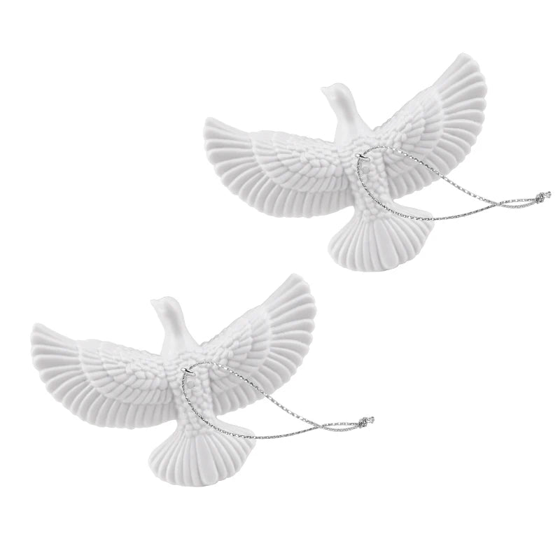 White Dove Christmas Ornaments Set of 2, Bird Tree Decorations for Christmas Tree and Wreaths