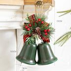 Christmas Bells with Pine and Bow, Open Bell Ornament for Christmas Tree, Door and Wall, Green, Red, Silver or Bronze