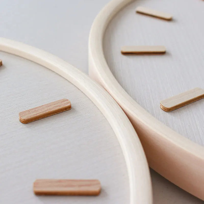 Minimalist Wooden Wall Clock, Silent Japanese-Style Clock for Living Room, Bedroom and Kitchen, Beige or White