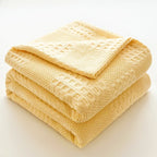 Cotton Waffle Throw Blanket, Soft Breathable Waffle Weave Blanket for Sofa and Bed, 100 x 150 cm, Light Grey, Dark Grey, Dusty Blue or Yellow