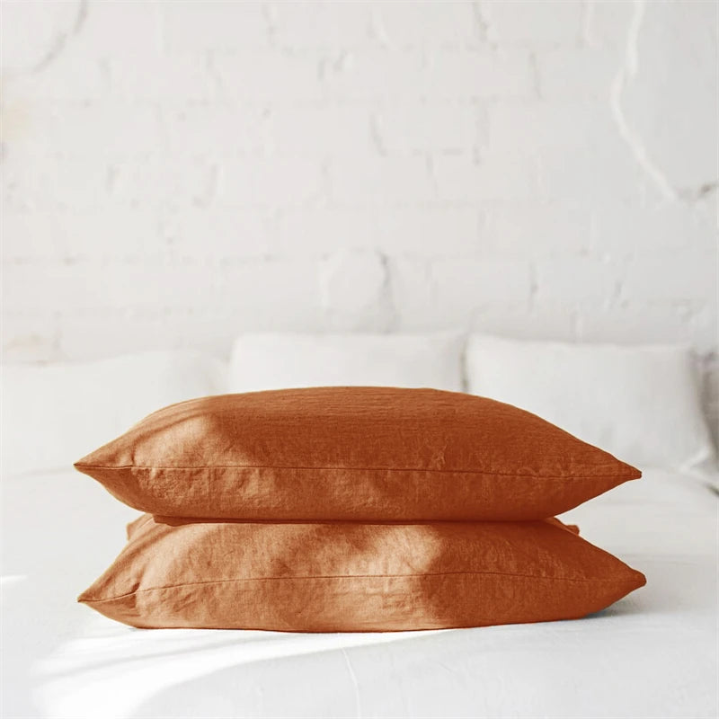 Pure Linen Pillowcases Set of 2, Soft Breathable Envelope Pillowcases for Bed, 50 x 75 cm, Natural, White, Sage Green or Caramel