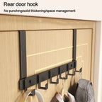 Over-the-Door Hooks with 6 Hooks, Metal Door Hanger for Coats, Towels and Bags, White or Black