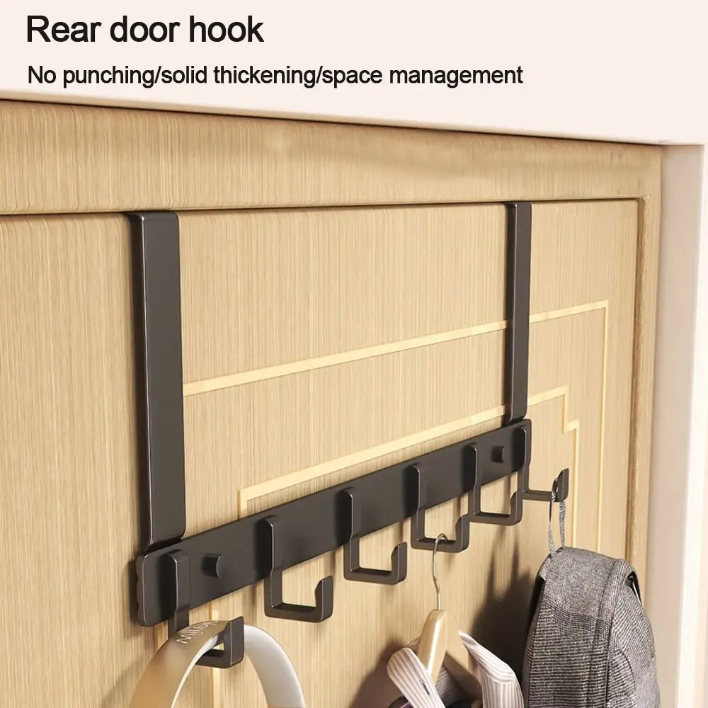 Over-the-Door Hooks with 6 Hooks, Metal Door Hanger for Coats, Towels and Bags, White or Black