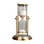 Rotating Metal Hourglass, Decorative Sand Timer with Crown Frame for Desk and Shelf, 15 or 60 Minutes