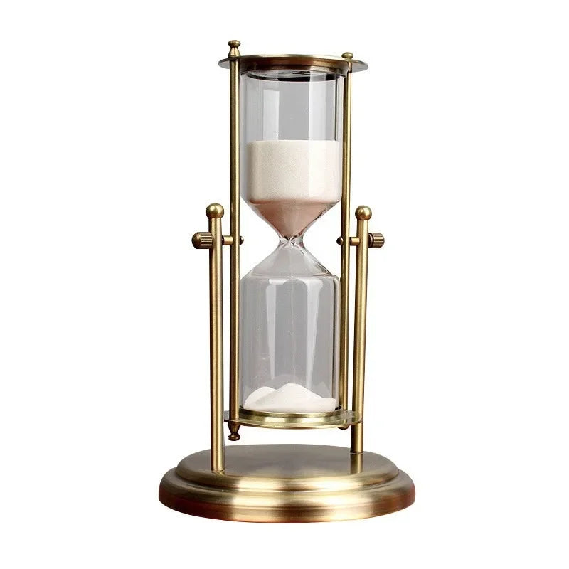 Rotating Metal Hourglass, Decorative Sand Timer with Crown Frame for Desk and Shelf, 15 or 60 Minutes