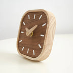 Solid Wood Table Clock with Walnut-Tone Face, Silent Desk Clock for Bedside and Shelf