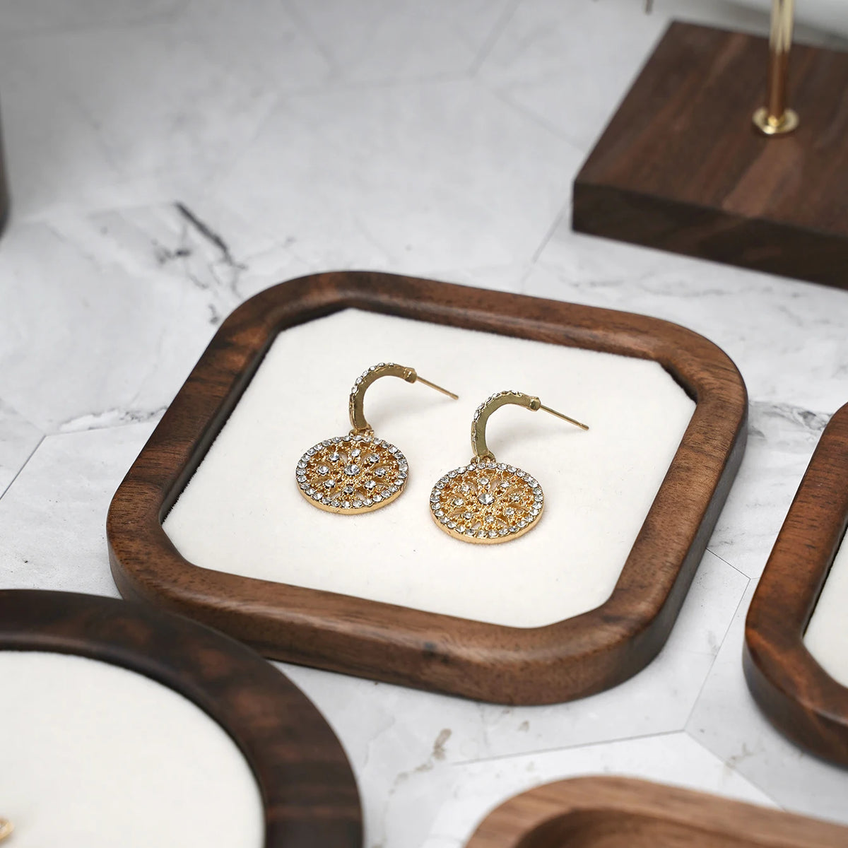 Walnut-Tone Wooden Jewelry Tray, product photo 4