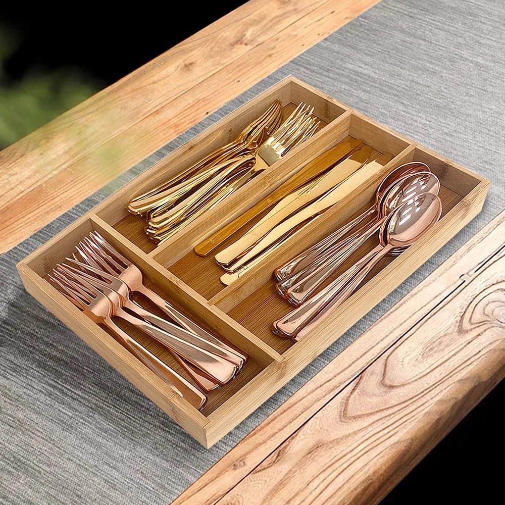 Bamboo Cutlery Drawer Organizer, product photo 1