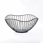 Wire Fruit Basket with Wavy Rim, Nordic Countertop Bowl for Fruit, Bread and Snacks, Gold or Black