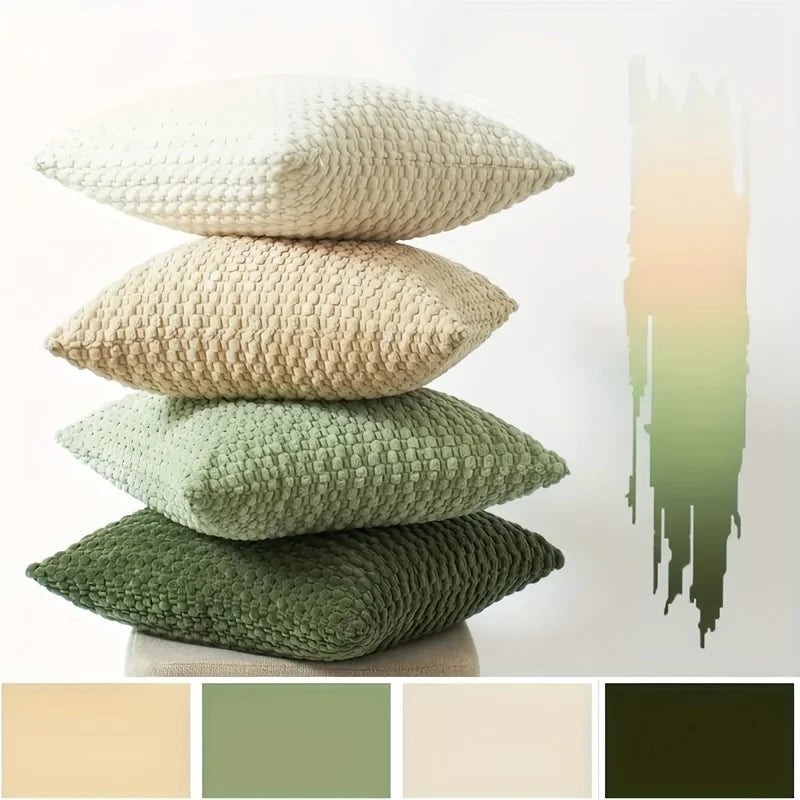 Textured Knit Throw Pillow Cover, Soft Cushion Case with Zipper for Sofa and Bed, Green, Sage Green, White or Beige