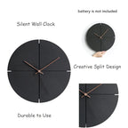 Black Wooden Wall Clock, Silent Minimalist Clock for Living Room, Kitchen and Bedroom