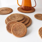 Handwoven Rattan Coasters, product photo 2