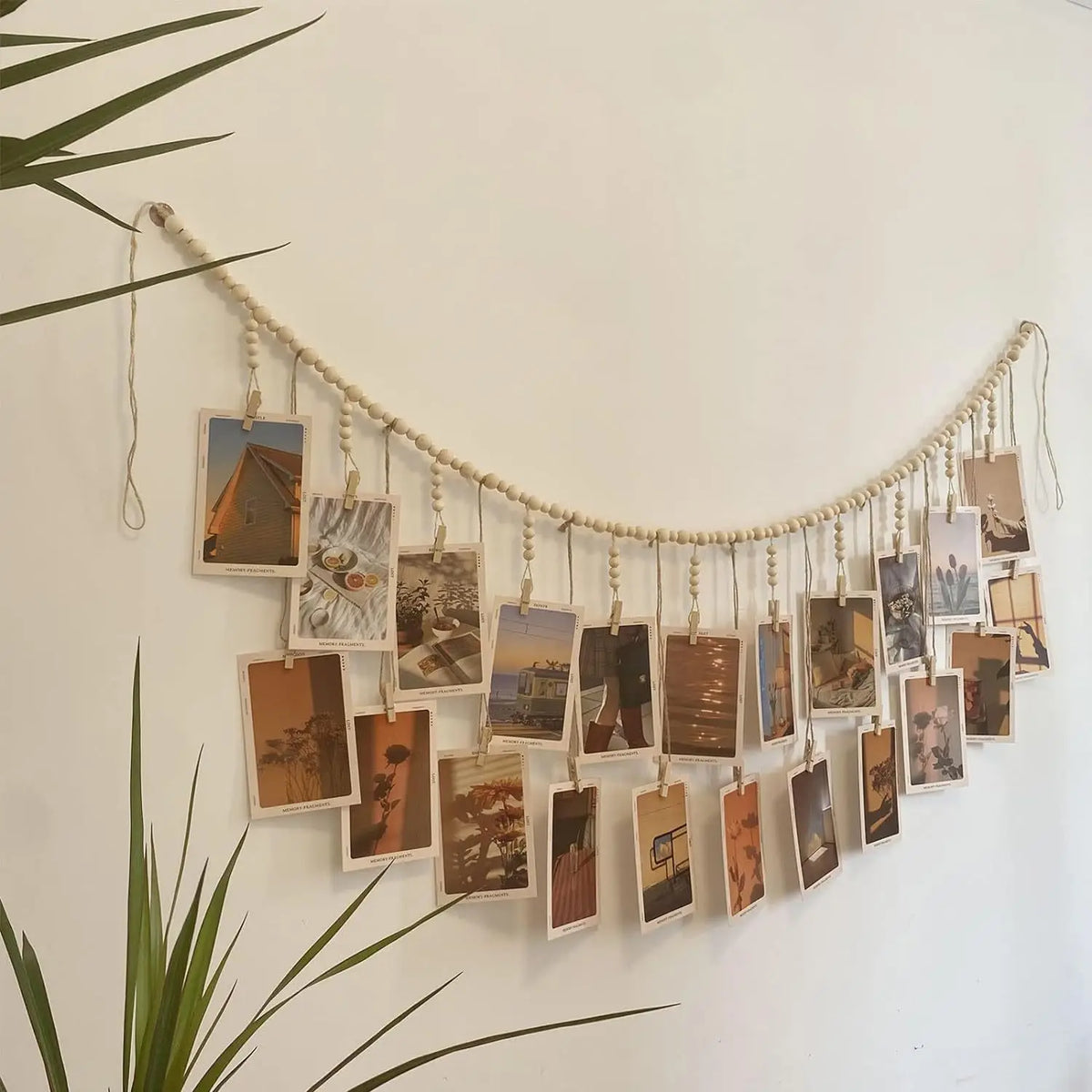 Wooden Bead Photo Garland, product photo 1