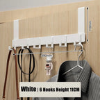 Over-the-Door Hooks with 6 Hooks, Metal Door Hanger for Coats, Towels and Bags, White or Black