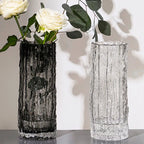 Glacier Glass Vase, Textured Flower Vase for Roses and Fresh Bouquets, Clear or Black