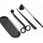 Candle Care Kit with Tray, 4-Piece Wick Trimmer, Snuffer and Dipper Set, Gold, Silver, Black or Rose Gold