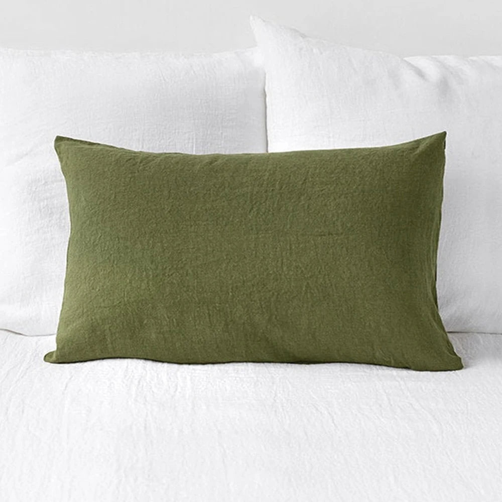 French Linen Lumbar Pillow Cover, 100% Linen Throw Pillow Case for Sofa and Bed, 30 x 50 cm, Ivory, Natural, Olive Green or Rust