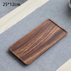 Walnut-Tone Wooden Serving Tray, Leaf, Oval, Square or Rectangle Platter for Tea, Snacks and Desserts