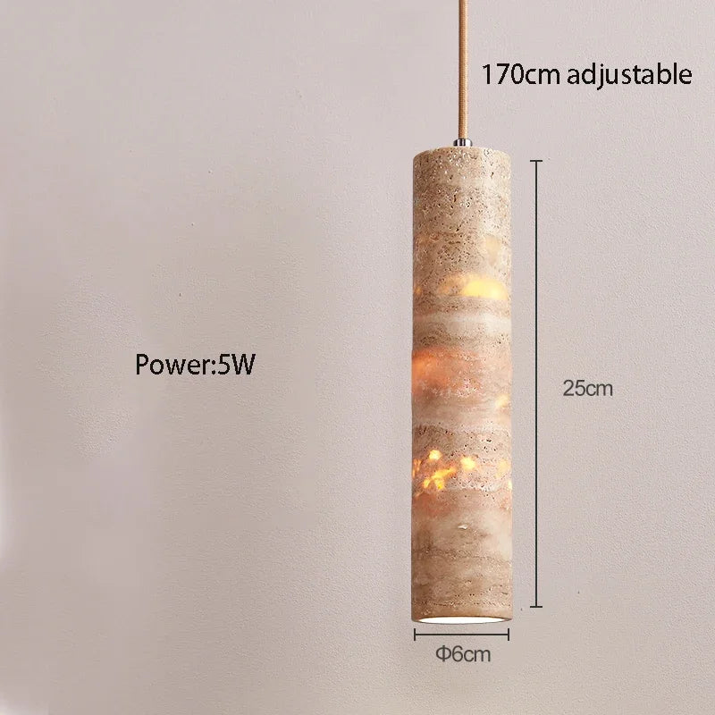 Travertine Tube Pendant Light, product photo 6