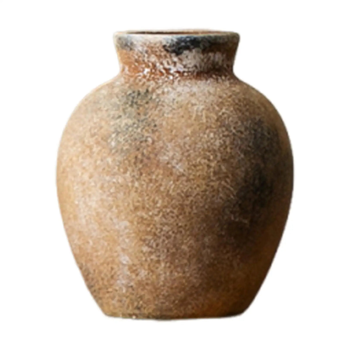 Rustic Ceramic Vase, Wabi-Sabi Earthenware Vase for Mantel, Shelf and Dried Flowers, Rust