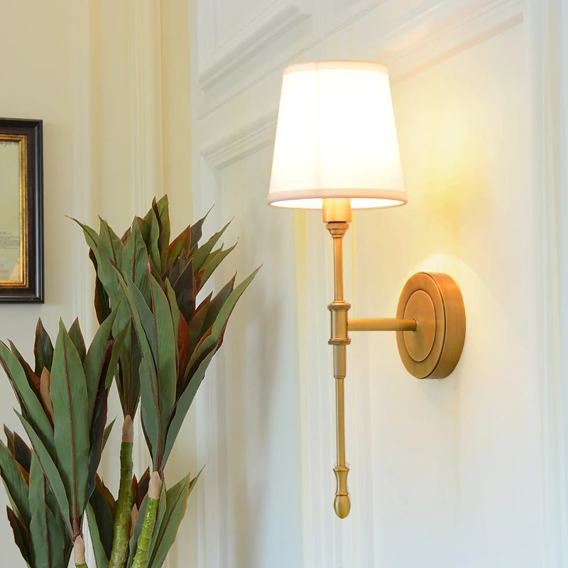 Brass Wall Sconce with Linen Shade, product photo 3
