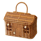House-Shaped Woven Basket with Lid and Handle, Decorative Storage Basket for Shelf, Bedroom and Kids’ Rooms
