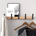 Wall-Mounted Coat Rack with 5 Movable Hooks, Nordic Rail for Coats, Hats and Towels, Black
