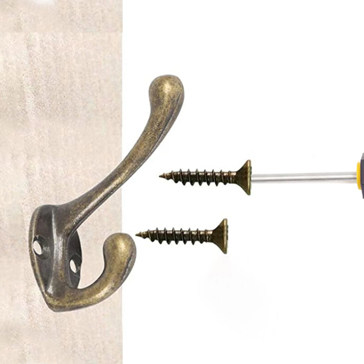 Vintage Bronze Coat Hooks Set of 10, product photo 3