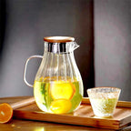 Ribbed Glass Water Pitcher, Heat-Resistant Borosilicate Carafe for Water, Lemonade and Iced Tea