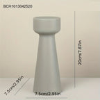 Cylinder Ceramic Candle Holders, Concrete-Look Pillar Candle Stands for Table and Mantel, Cream or Grey, 20 or 25 cm