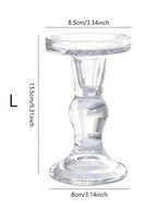Clear Pillar Candle Holder, 13.5 cm Candle Stand with Round Base for Dining Table