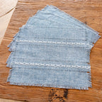 Cotton Linen Placemats Set of 4, Rustic Hemstitch Place Mats for Dining Table, 33 x 45 cm, Dusty Blue or Pink