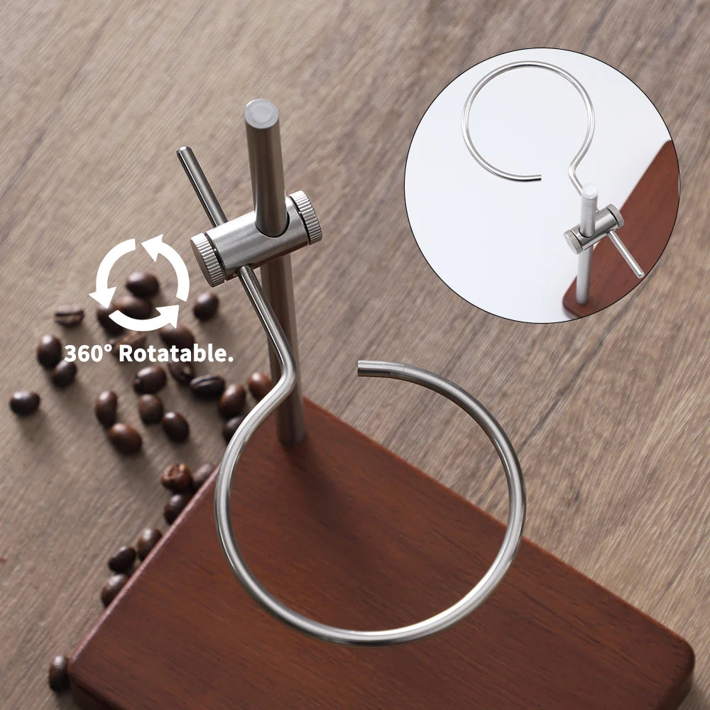 Height-Adjustable Pour-Over Coffee Stand, Rotating Metal Drip Stand for Filter Coffee and Tea