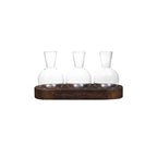 Glass Propagation Station with Wood-Tone Tray, Hydroponic Vase for Cuttings and Plants, 3 or 5 Vases