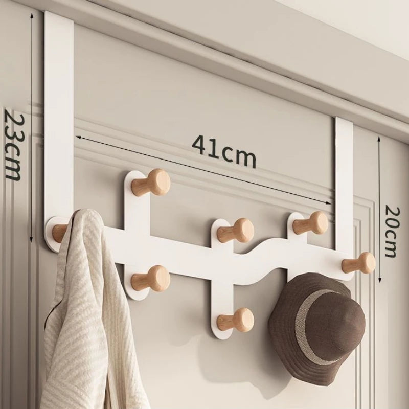 Wooden Over-the-Door Hooks, Door Hanger for Coats, Hats, Bags and Towels, Black or White, 6 or 8 Hooks