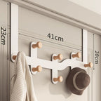Wooden Over-the-Door Hooks, Door Hanger for Coats, Hats, Bags and Towels, Black or White, 6 or 8 Hooks