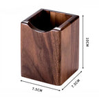 Wooden Pen Holder, Desk Organizer Cup for Pens, Brushes and Office Supplies