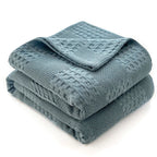 Cotton Waffle Throw Blanket, Soft Breathable Waffle Weave Blanket for Sofa and Bed, 100 x 150 cm, Light Grey, Dark Grey, Dusty Blue or Yellow