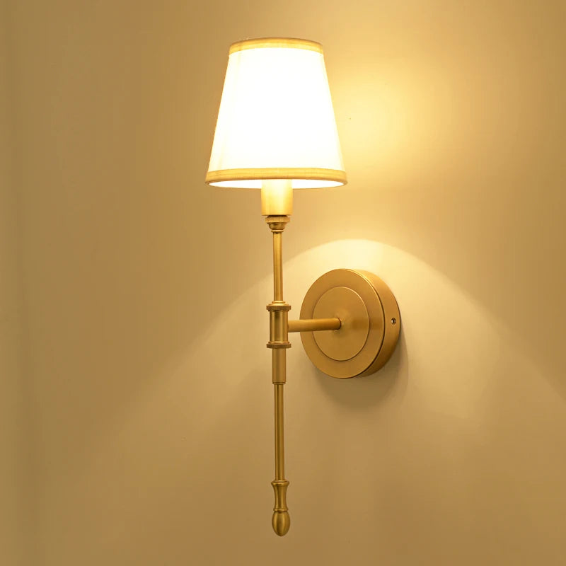 Brass Wall Sconce with Linen Shade, product photo 2