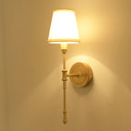 Brass Wall Sconce with Linen Shade, product photo 2