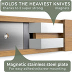 Magnetic Knife Strip, 40 cm Acacia Wood Wall-Mounted Knife Holder for Kitchen