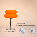 Bauhaus Mushroom Table Lamp, Dimmable Layered Bedside Light with Chrome Stand for Bedroom and Living Room, White or Orange
