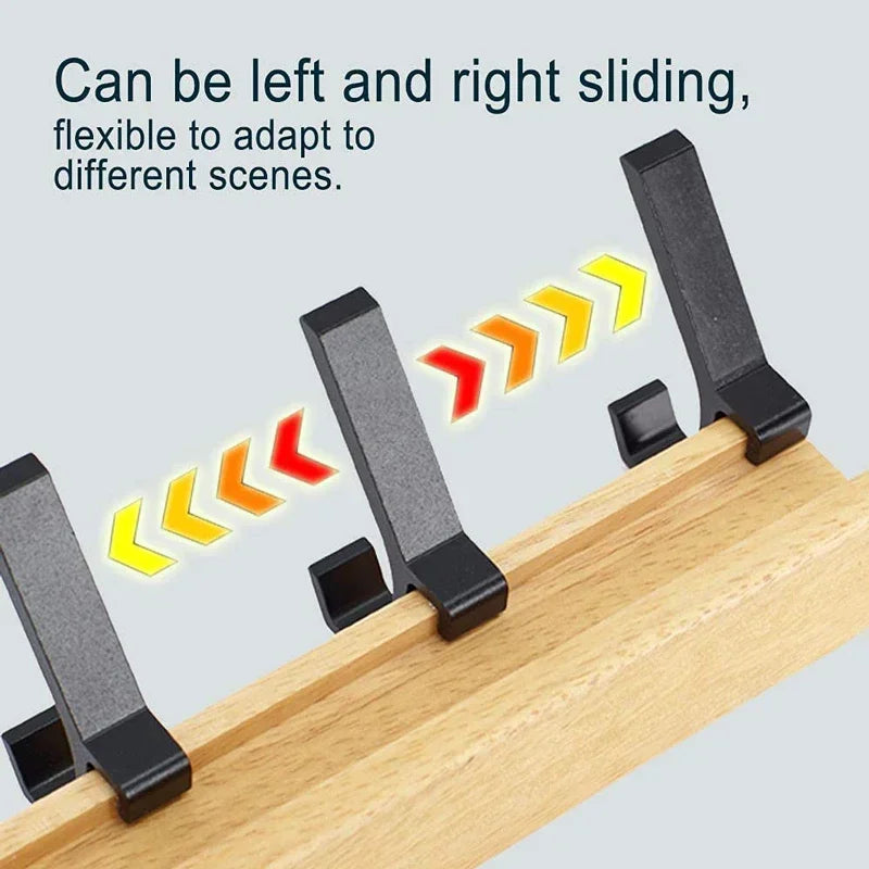 Wall-Mounted Coat Rack with 5 Movable Hooks, Nordic Rail for Coats, Hats and Towels, Black
