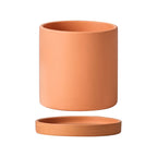 Matte Ceramic Planter with Saucer, Cylinder Flower Pot with Drainage Hole for Succulents and Houseplants, Four Colors, 8 cm