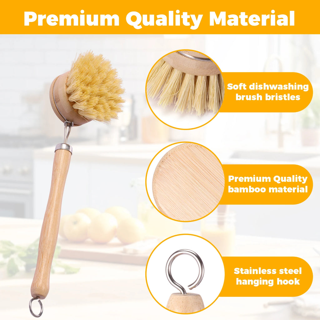 Bamboo Dish Brush Set of 4, product photo 2