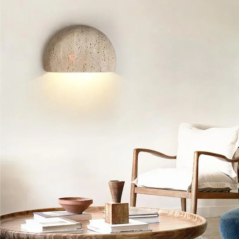 Travertine Half Dome Wall Light, product photo 5