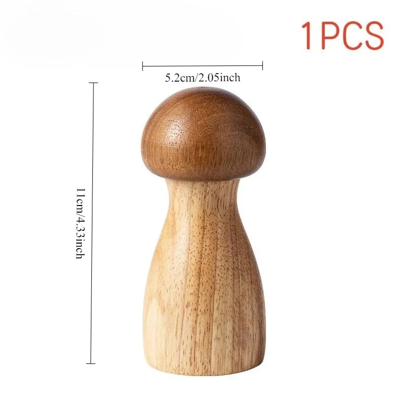 Mushroom Wooden Pepper Grinder, Manual Salt and Pepper Mill for Kitchen and Dining Table