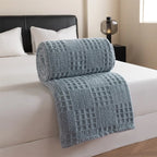 Waffle Texture Throw Blanket, Soft Cozy Nap Blanket for Sofa, Bed and Travel, 100 x 150 cm, Beige, Taupe, Sage Green or Blue Grey
