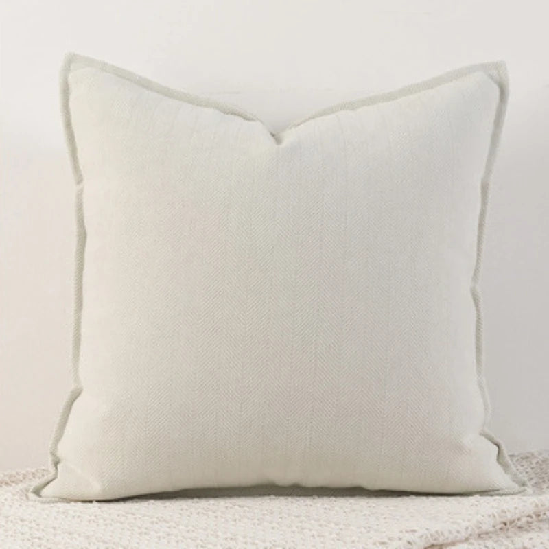 Chenille Throw Pillow Cover, Thick Soft Cushion Case with Flange Edge for Sofa and Bed, Cream, Beige, Olive Green or Caramel