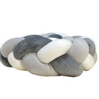 Knot Pillow, Soft Knotted Decorative Cushion for Sofa, Bed and Reading Nook, 1 m Braid, White, Camel, Grey and White or Camel and White